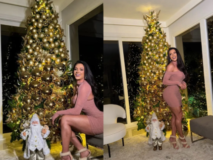 Juju Salimeni exibe árvore de Natal com decoração dourada e bolas banhadas a ouro 31 Juju Salimeni exibe árvore de Natal com decoração dourada e bolas banhadas a ouro