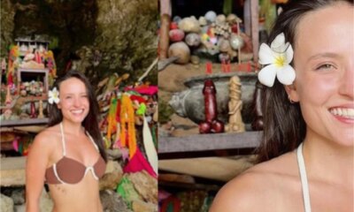 Larissa Manoela aparece em local cheio de replicas de orgaos