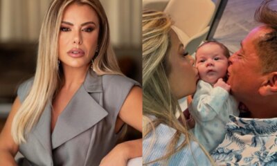 Leonardo surge com ‘bebe em casa e Poliana reage ‘gratidao