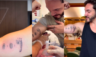 Pai “babão”: Eliezer faz tatuagem com desenho do pé de Ravi