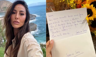 Sabrina Sato escreve linda carta a mao e texto e