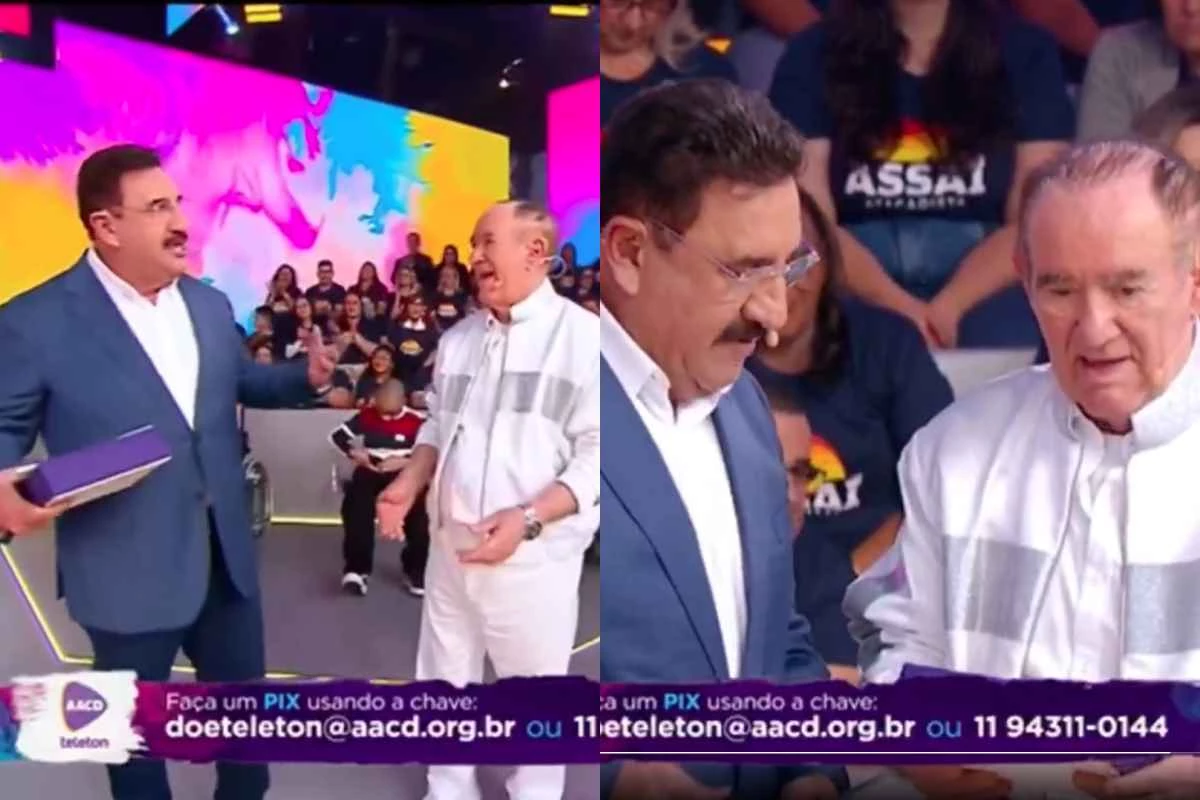 Teleton 2024: Ratinho não se aguenta ao ver Renato Aragão no SBT e expõe o que houve entre os dois no camarim 33 Teleton 2024 Ratinho nao se aguenta ao ver Renato Aragao