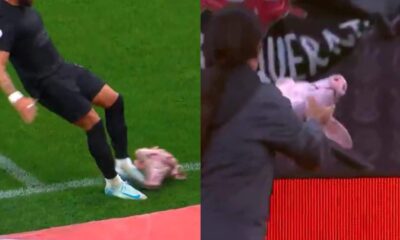 VIDEO cabeca de porco e lancada em campo durante classico