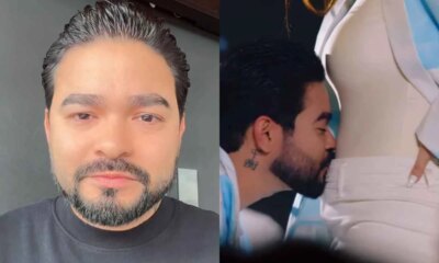 Yudi beija a barriga da esposa na frente de todo