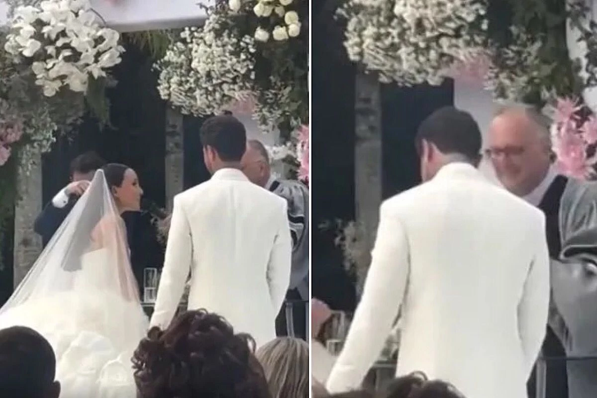 Ao casar Larissa Manoela e André Luiz, padre não se segura e faz piada sobre o casal: ‘Eles gostam de…’ 31 Ao casar Larissa Manoela e Andre Luiz padre nao se