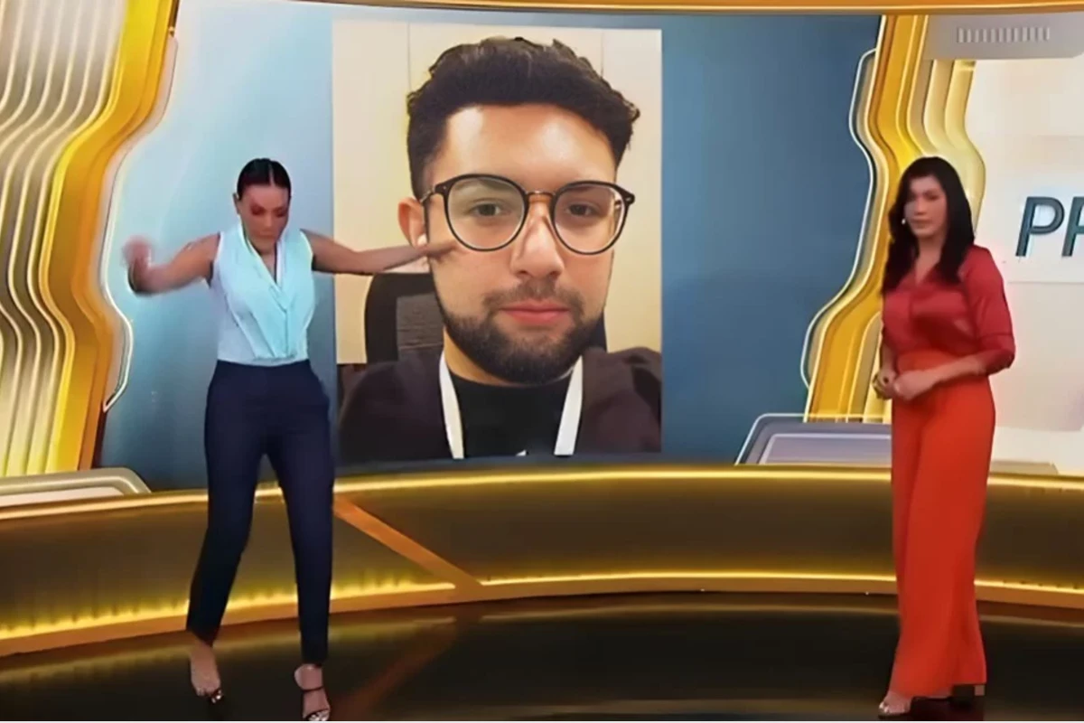 Ao vivo, Márcia Dantas quase tropeça e vai ao chão durante apresentação do Primeiro Impacto 31 Ao vivo Marcia Dantas quase tropeca e vai ao chao