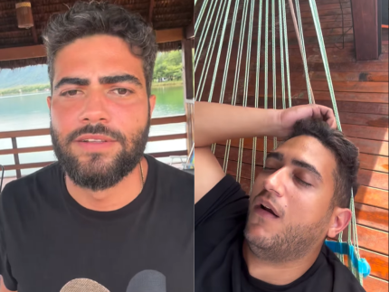 Apos noite de bebedeira Henrique brinca com Juliano que caiu