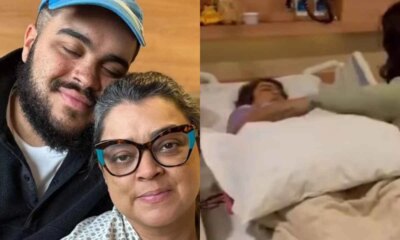 Com a mae internada na UTI apos cirurgia delicada filho