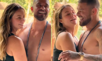 Domingou Paolla Oliveira danca agarradinha com Diogo Nogueira e comemora