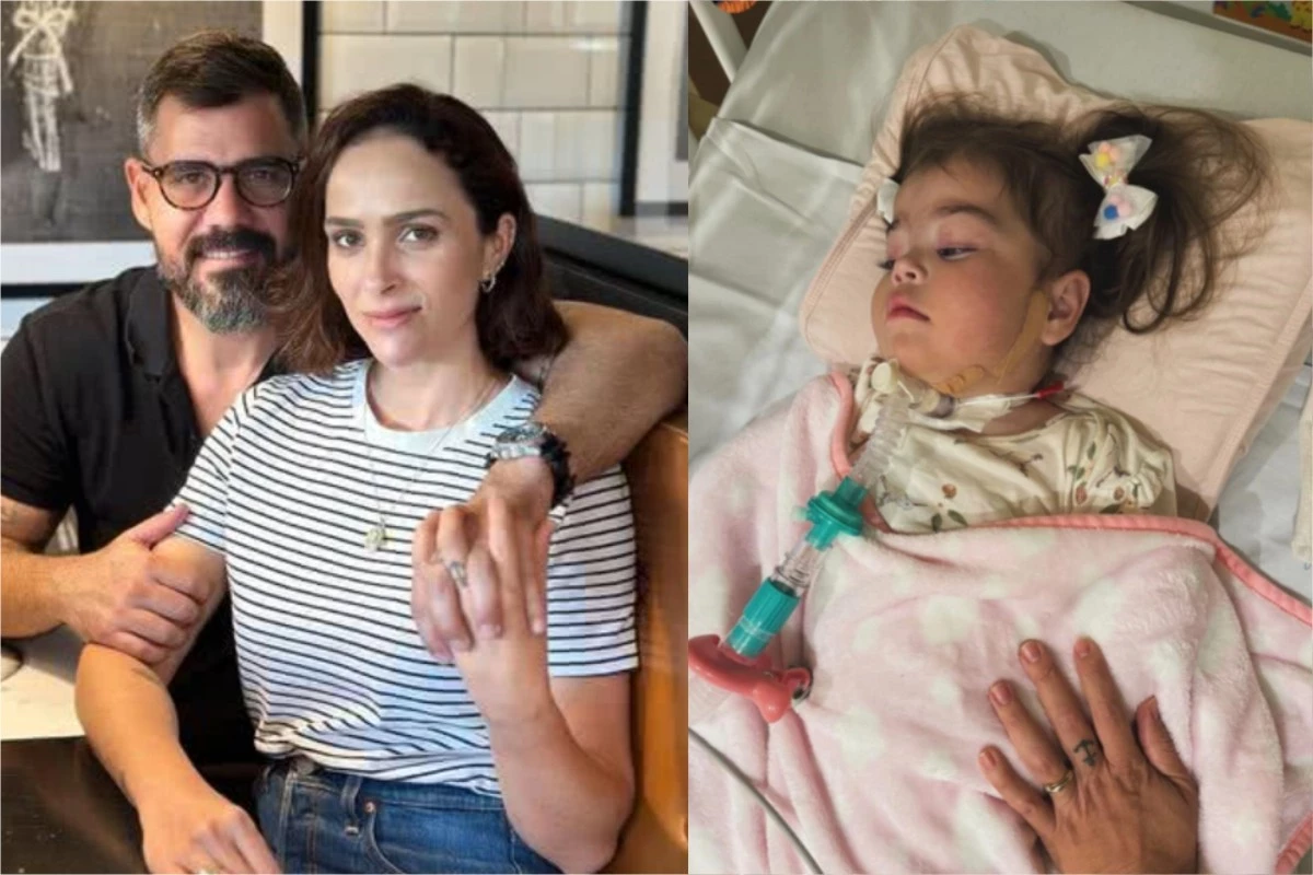 Filha de Letícia e Juliano Cazarré segue internada com infecções respiratórias; médico detalha o quadro 31 Filha de Juliano Cazarre e internada apos o Natal esposa