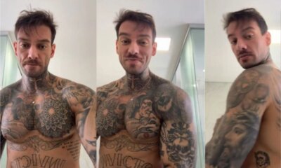 Lucas Lucco se descuida na hora do banho mostra demais