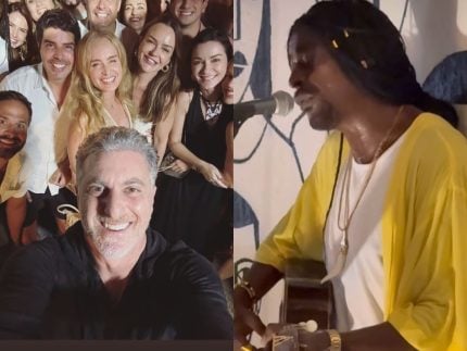 Luciano, Grazi, Fábio de Melo e mais famosos formam “bonde aleatório” no Réveillon 31 Luciano Grazi Fabio de Melo e mais famosos formam bonde