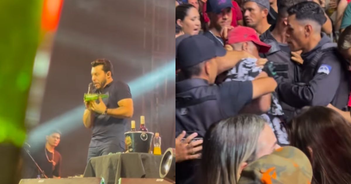 Murilo Huff é atingido por garrafada durante show e situação termina em confusão; video mostra momento 31 Murilo Huff e atingido por garrafada durante show e situacao