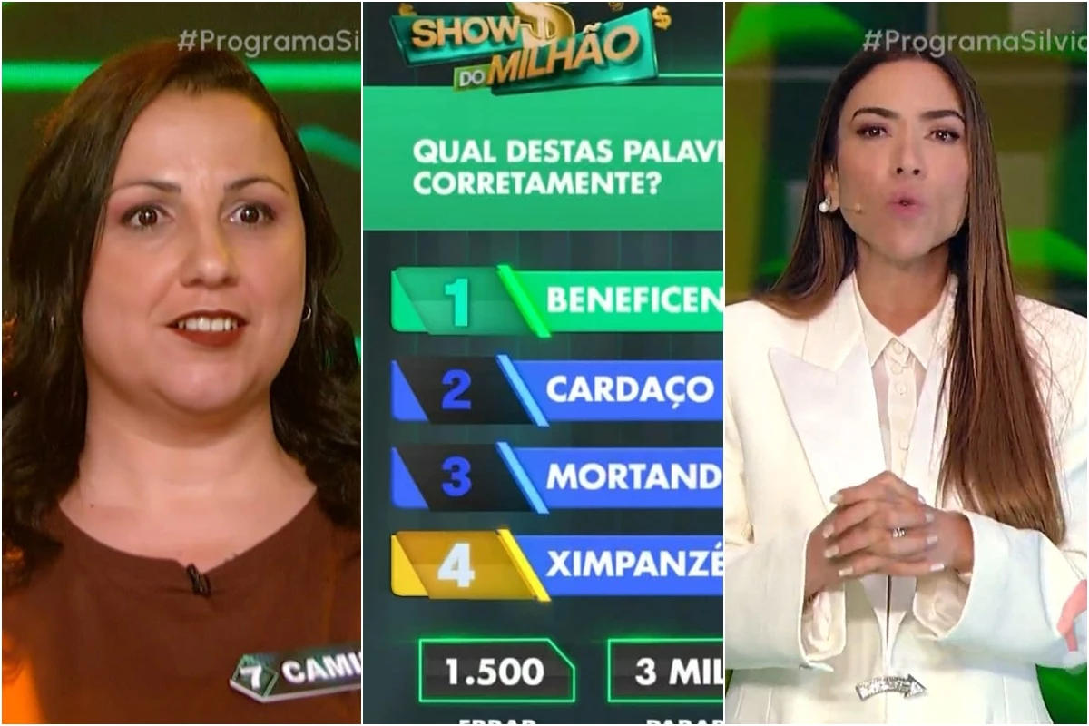 Participante deixa o Show do Milhão com R$ 1,5 mil após errar pergunta sobre ortografia 33 Participante deixa o Show do Milhao com R 15 mil