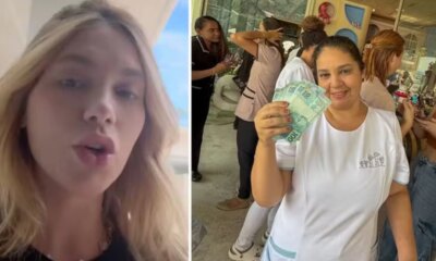 Virginia Fonseca emociona equipe com envelopes de dinheiro e recebe