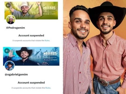 Irmãos gêmeos do BBB têm contas de perfil no X suspensas 31 1737503701 Irmaos gemeos do BBB tem contas de perfil no X
