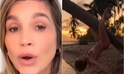 Aos 50 anos Flavia Alessandra se pendura em arvore e