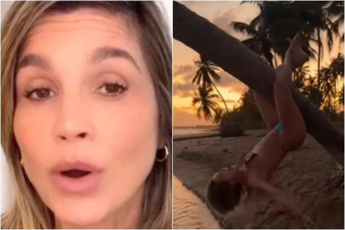 Aos 50 anos Flavia Alessandra se pendura em arvore e