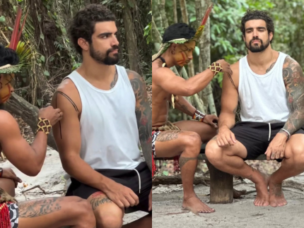 Caio Castro mergulha na cultura indigena durante visita a reserva