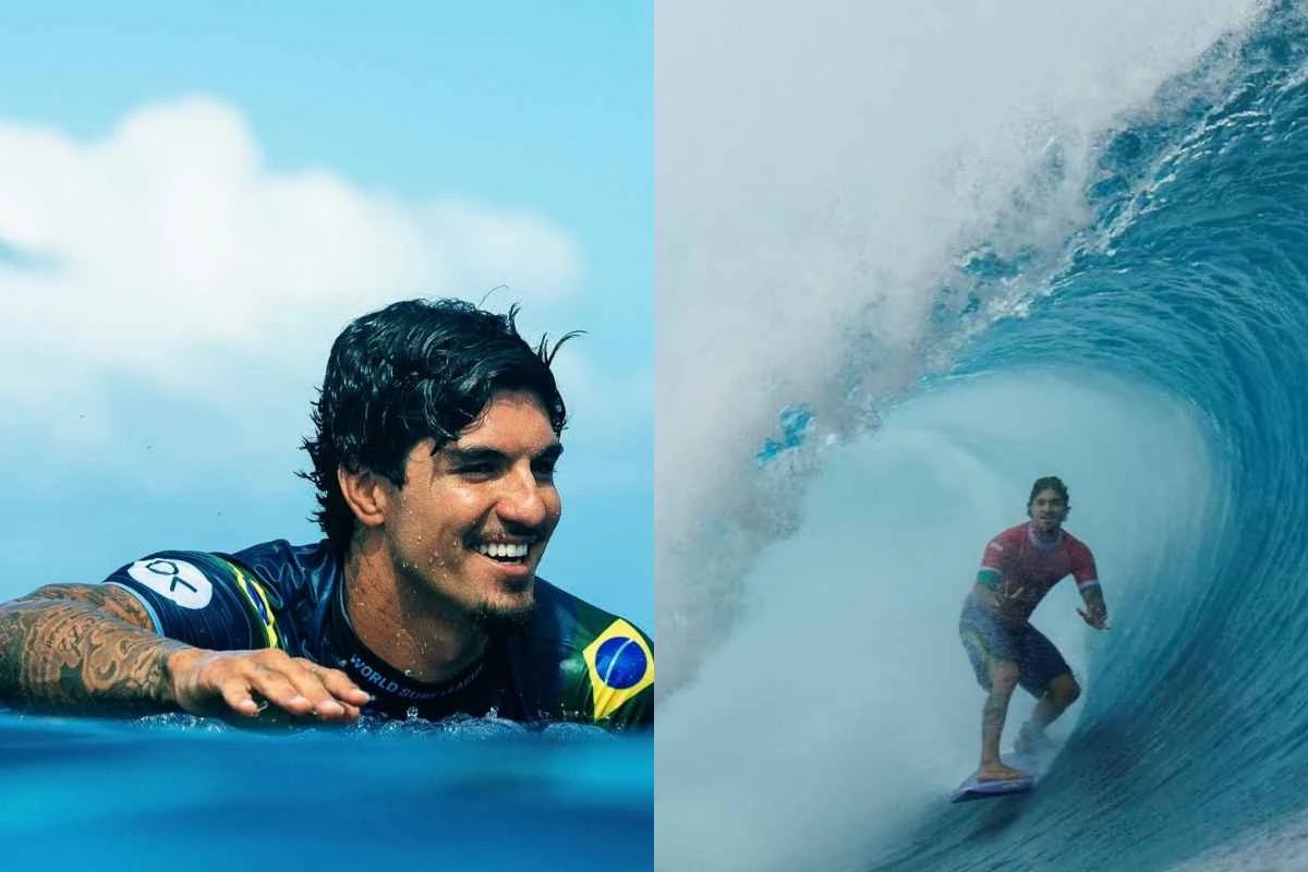 Foto de Gabriel Medina nas Olimpiadas e a vencedora de