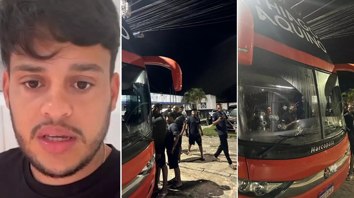 Onibus com equipe de Thiago Aquino e alvo de