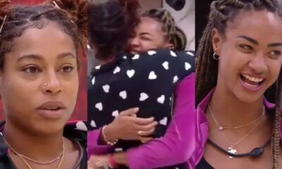 Aline e Thamiris trocam carinhos apos eliminacao de Diogo