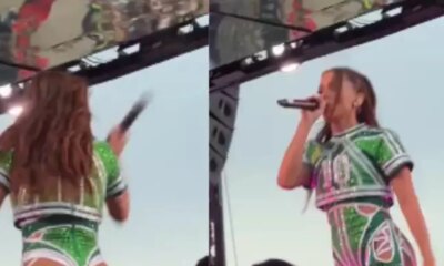 Anitta se irrita com falhas tecnicas e arremessa microfones durante