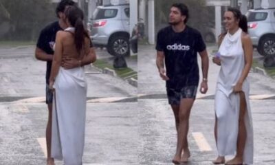 Cena de filme Rafa Kalimann e Nattanzinho trocam beijos debaixo