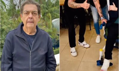Em clique raro Faustao surge machucado e de cadeira de