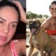 Graciele Lacerda mostra estado do cachorro apos se ferir em