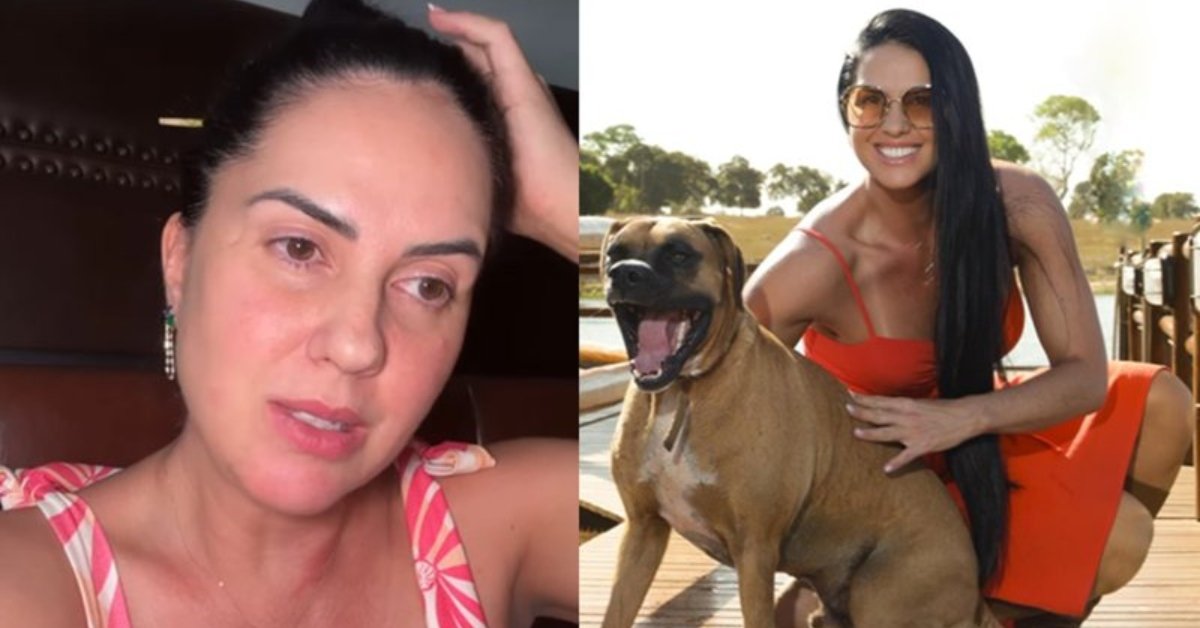 Graciele Lacerda mostra estado do cachorro apos se ferir em