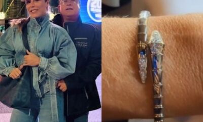 Leonardo mima Poliana Rocha com pulseira de diamantes em viagem