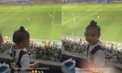 Mavie rouba a cena ao vibrar pelo pai Neymar em