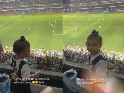 Mavie rouba a cena ao vibrar pelo pai Neymar em