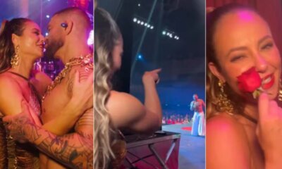 Paolla Oliveira sensualiza no palco com Diogo Nogueira e declaracao