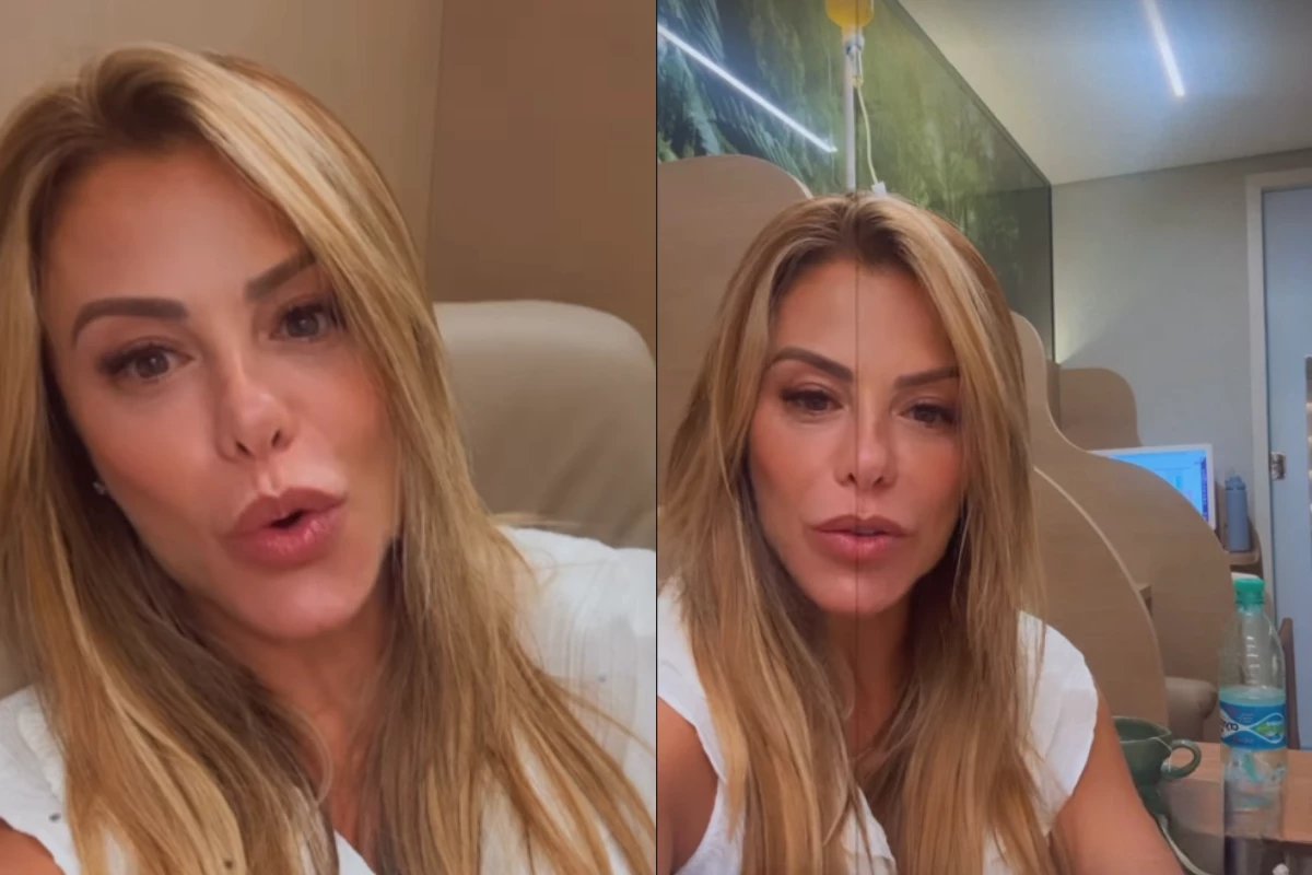 Poliana Rocha surge tomando soro em clinica e explica ‘herpes