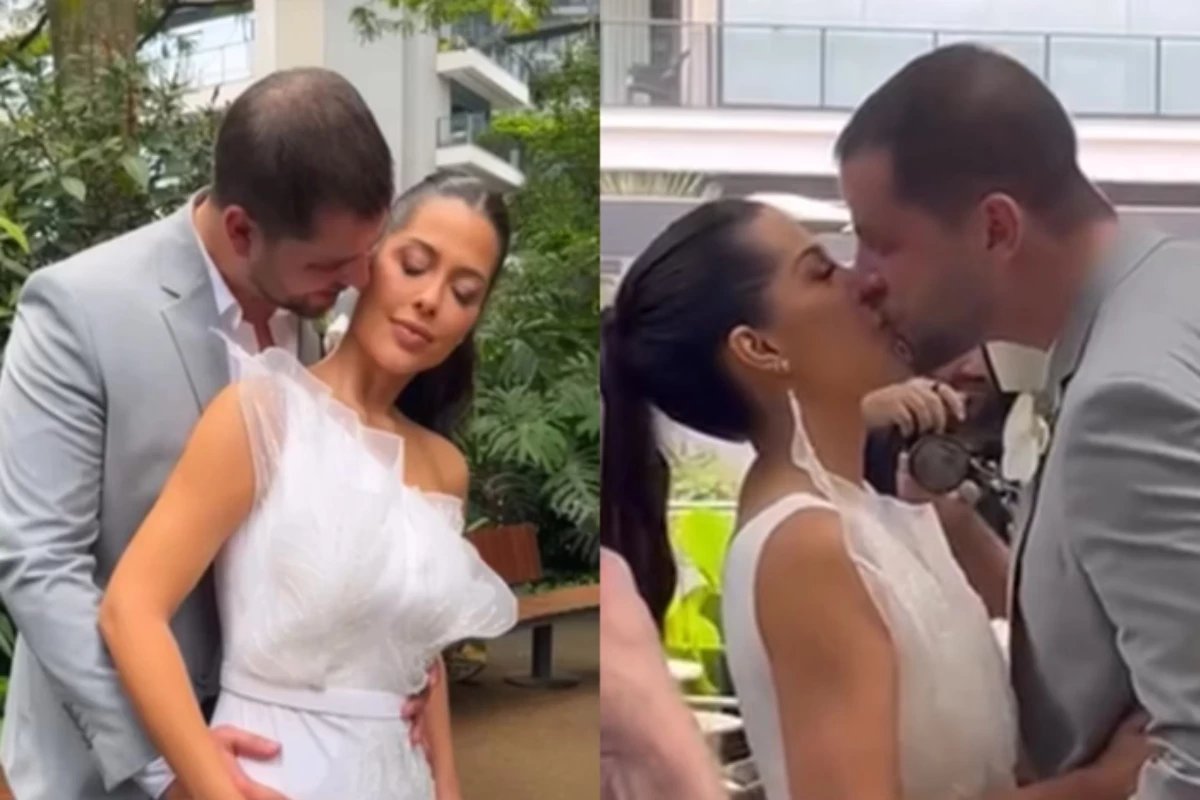 Video mostra ex BBBs Lais Caldas e Gustavo Marsengo se casando