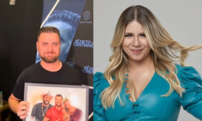 Ze Neto recebe quadro com Marilia Mendonca e Joao Carreiro