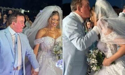 Ai vem os noivos veja fotos do casamento de Amado