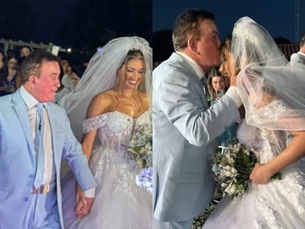 Ai vem os noivos veja fotos do casamento de Amado