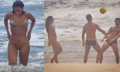 Alane Dias curte praia no Ceara e reencontra ex affair Jose