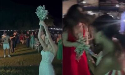 Convidadas brigam por causa do buque no casamento de Amado
