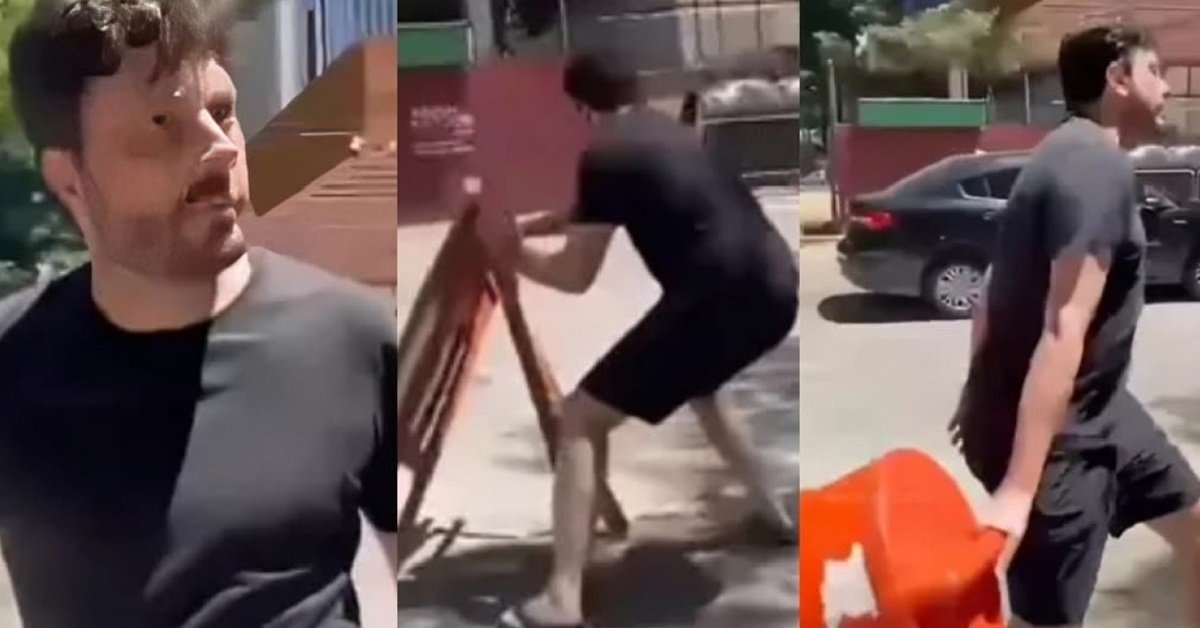 Danilo Gentili surta com funcionários de obra e destrói interdição 31 Danilo Gentili surta com funcionarios de obra e destroi interdicao