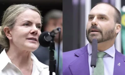 Eduardo Bolsonaro esta mentindo e e medroso afirma Gleisi