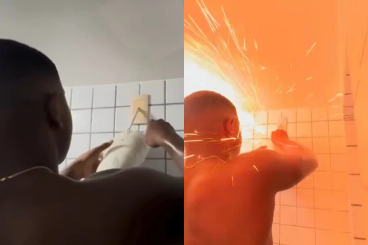 Ex-BBB Davi Brito sofre acidente doméstico; chuveiro elétrico explode e faíscas voam em direção ao rosto dele 31 Ex BBB Davi Brito sofre acidente domestico chuveiro eletrico explode e