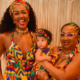 Iza combina look com Nala e a mae em aniversario