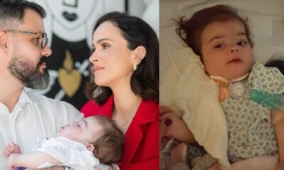 Juliano e Leticia Cazarre pedem oracoes para filha Guilhermina Emocoes