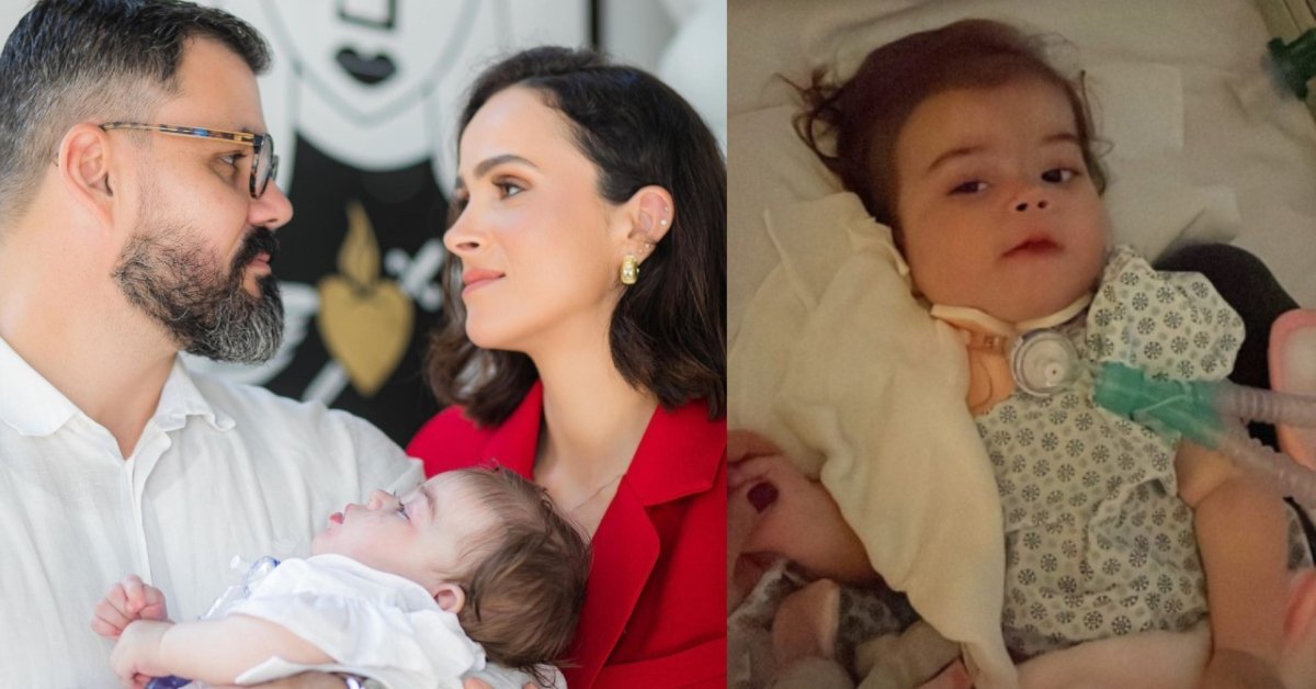 Juliano e Leticia Cazarre pedem oracoes para filha Guilhermina Emocoes