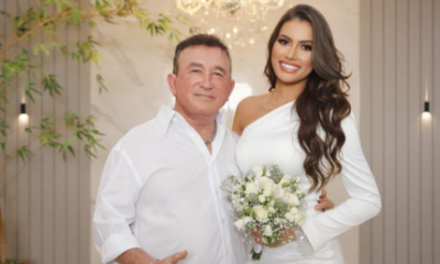 Miss abre album do casamento civil com Amado Batista Um