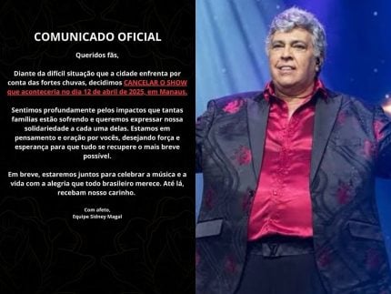 Por conta das fortes chuvas em Manaus, Sidney Magal cancela show 31 Por conta das fortes chuvas em Manaus Sidney Magal cancela